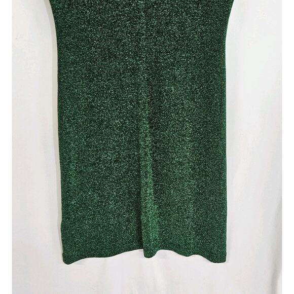 Reformation Amina Green Metallic Fleck Short Sleeve Mini Sheath Dress Medium - Picture 6 of 8